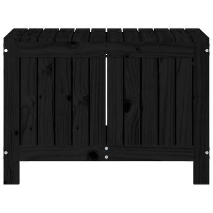 Contenitore da Giardino Nero 76x42,5x54 cm Legno Massello Pino