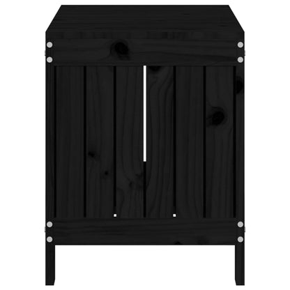 Contenitore da Giardino Nero 76x42,5x54 cm Legno Massello Pino