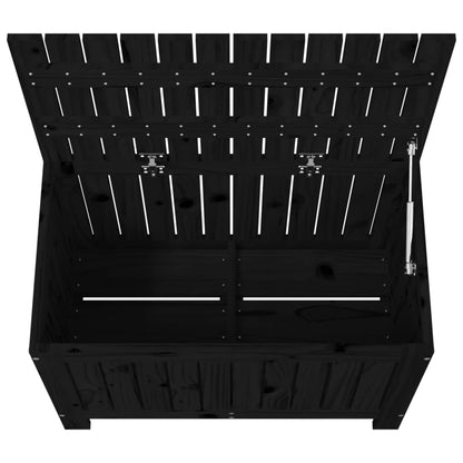 Contenitore da Giardino Nero 76x42,5x54 cm Legno Massello Pino