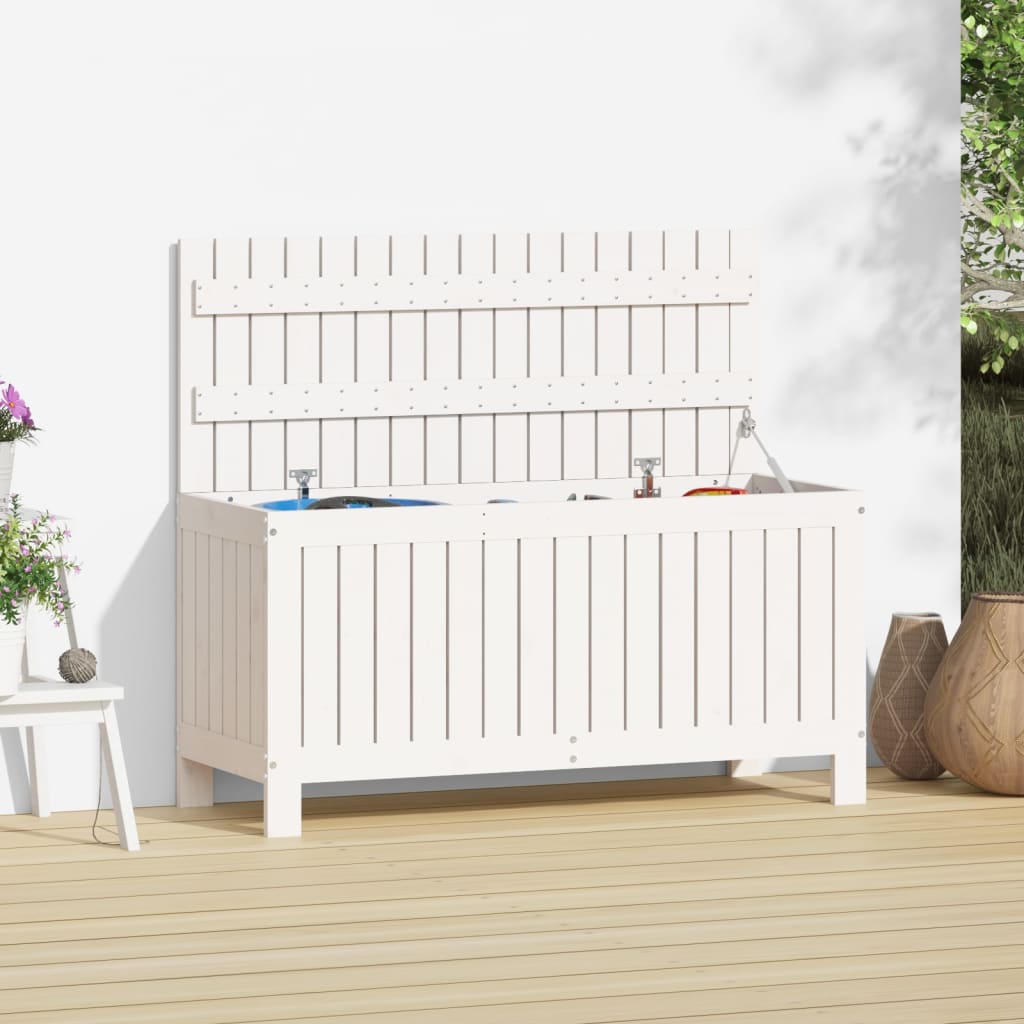 Contenitore Giardino Bianco 108x42,5x54 cm Legno Massello Pino - homemem39