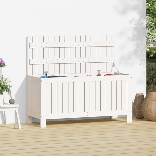 Contenitore Giardino Bianco 108x42,5x54 cm Legno Massello Pino - homemem39