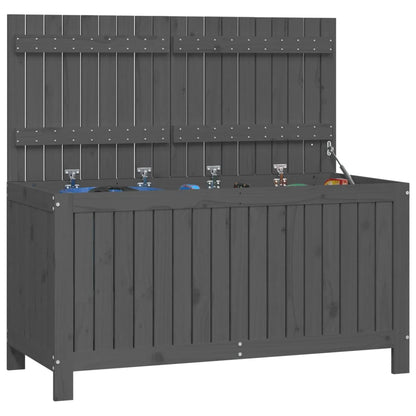 Contenitore da Giardino Grigio 121x55x64 cm Legno Massello Pino