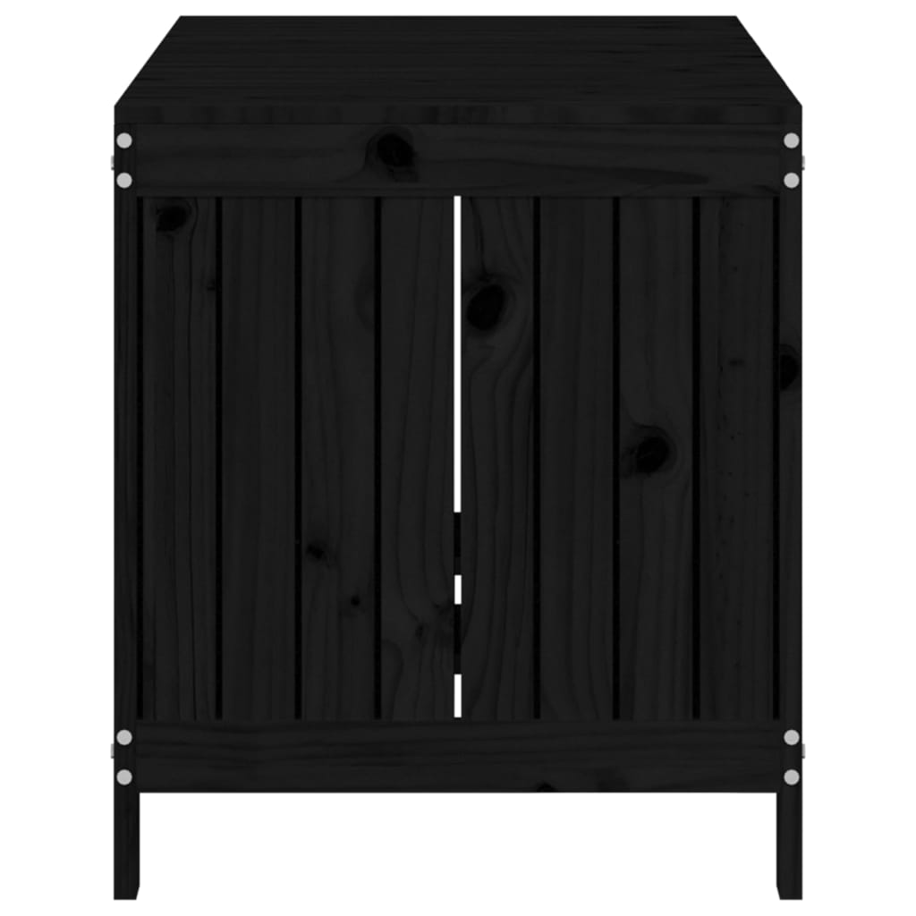Contenitore da Giardino Nero 121x55x64cm Legno Massello di Pino