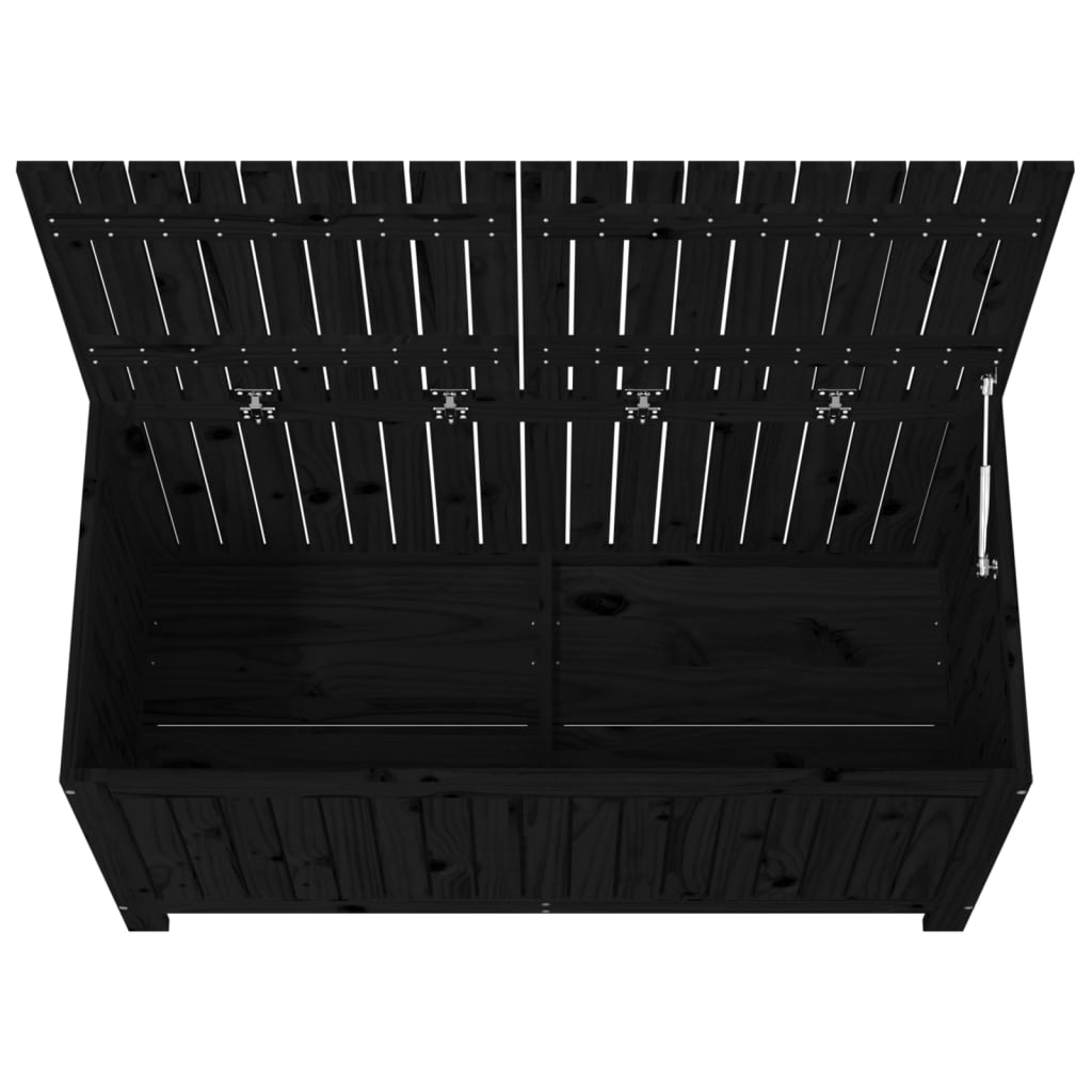 Contenitore da Giardino Nero 121x55x64cm Legno Massello di Pino