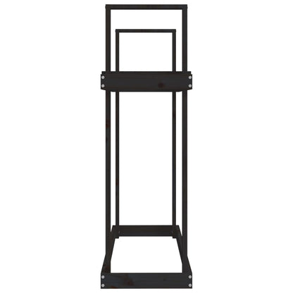 Portalegna Nero 110x35x108,5 cm in Legno Massello di Pino