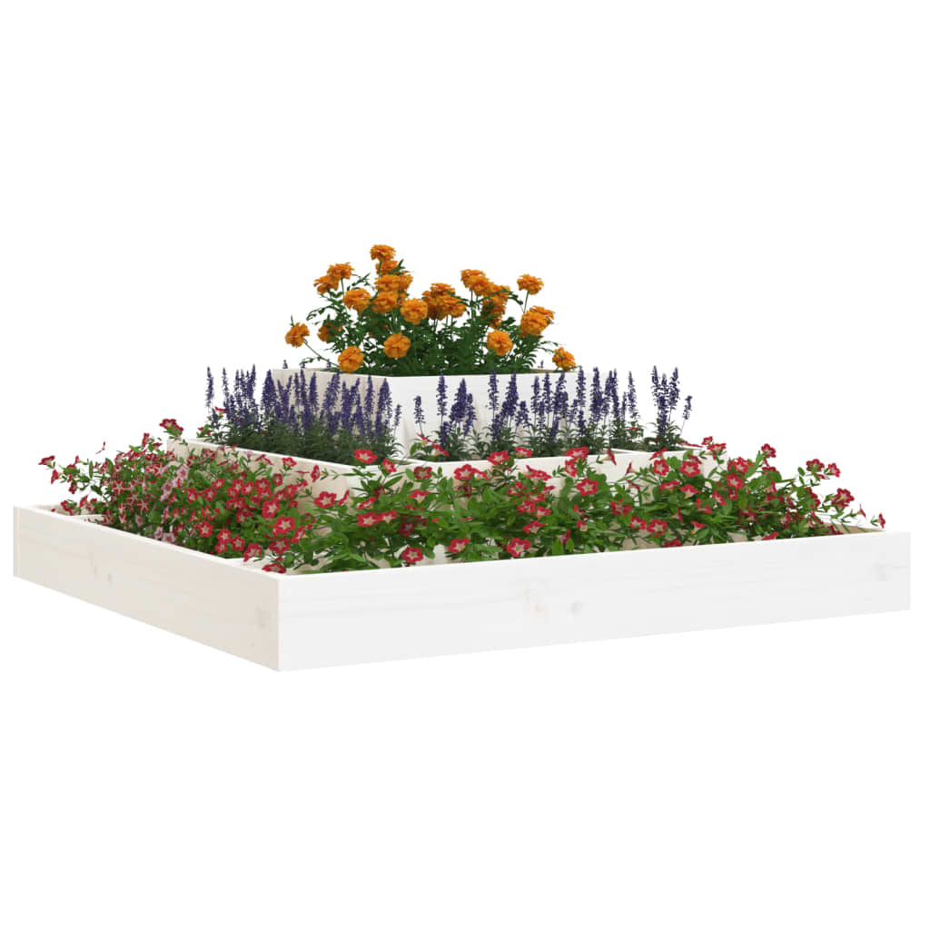 Fioriera Bianca 80x80x27 cm in Legno Massello di Pino | homemem39