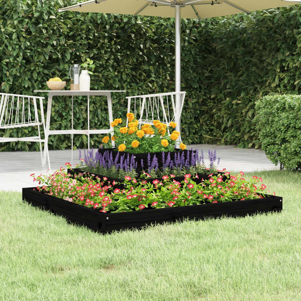 Fioriera Nera 80x80x27 cm in Legno Massello di Pino | homemem39