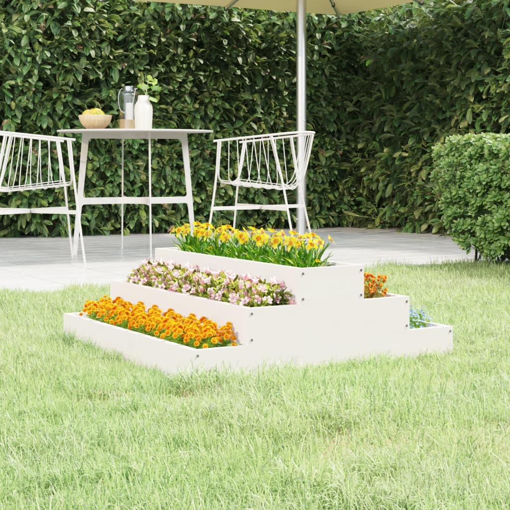 Fioriera Bianca 80x80x27 cm in Legno Massello di Pino | homemem39