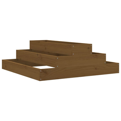 Fioriera Marrone Ambra 80x80x27 cm in Legno Massello di Pino | homemem39