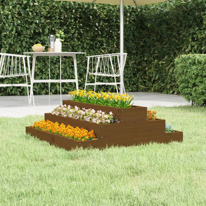 Fioriera Marrone Ambra 80x80x27 cm in Legno Massello di Pino | homemem39