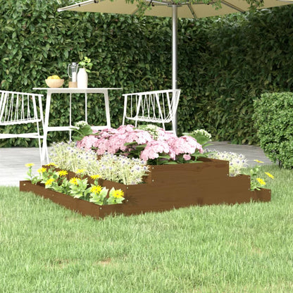 Fioriera Marrone Ambra 110x110x27 cm in Legno Massello di Pino | homemem39