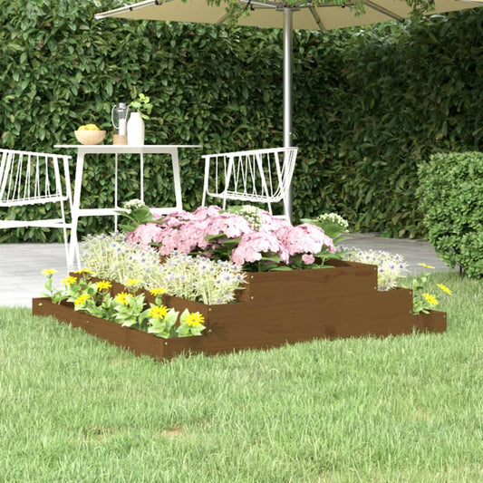 Fioriera Marrone Ambra 110x110x27 cm in Legno Massello di Pino | homemem39