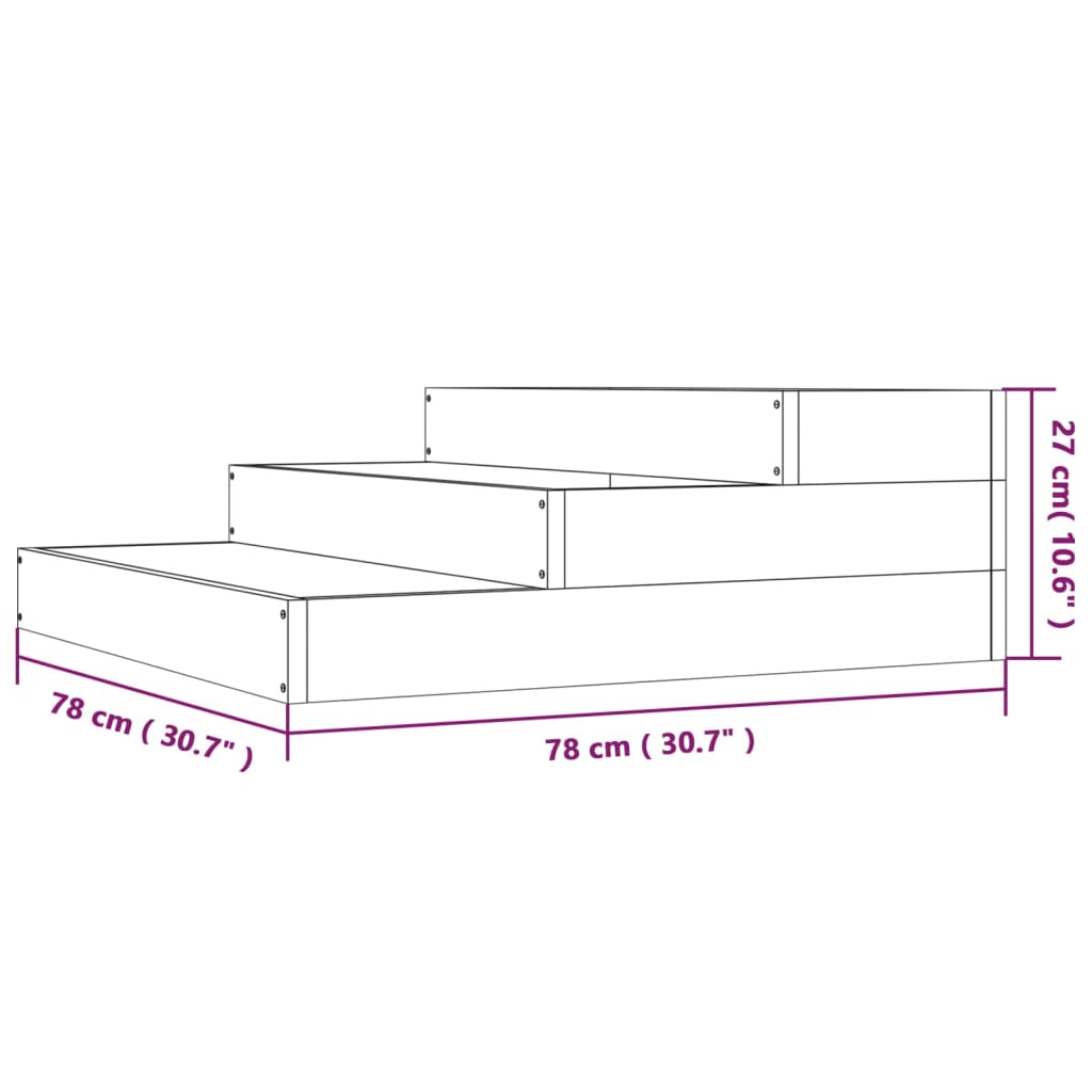 Fioriera Grigia 78x78x27 cm in Legno Massello di Pino | homemem39