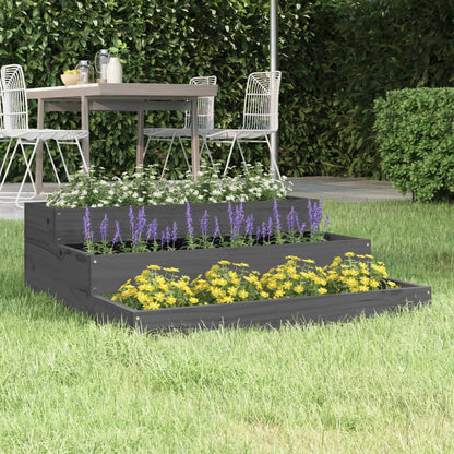 Fioriera Grigia 78x78x27 cm in Legno Massello di Pino | homemem39