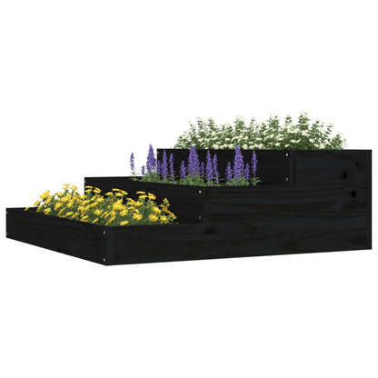 Fioriera Nera 78x78x27 cm in Legno Massello di Pino | homemem39