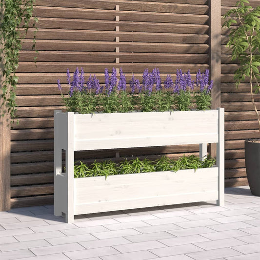 Fioriera Bianca 112x25x66 cm in Legno Massello di Pino