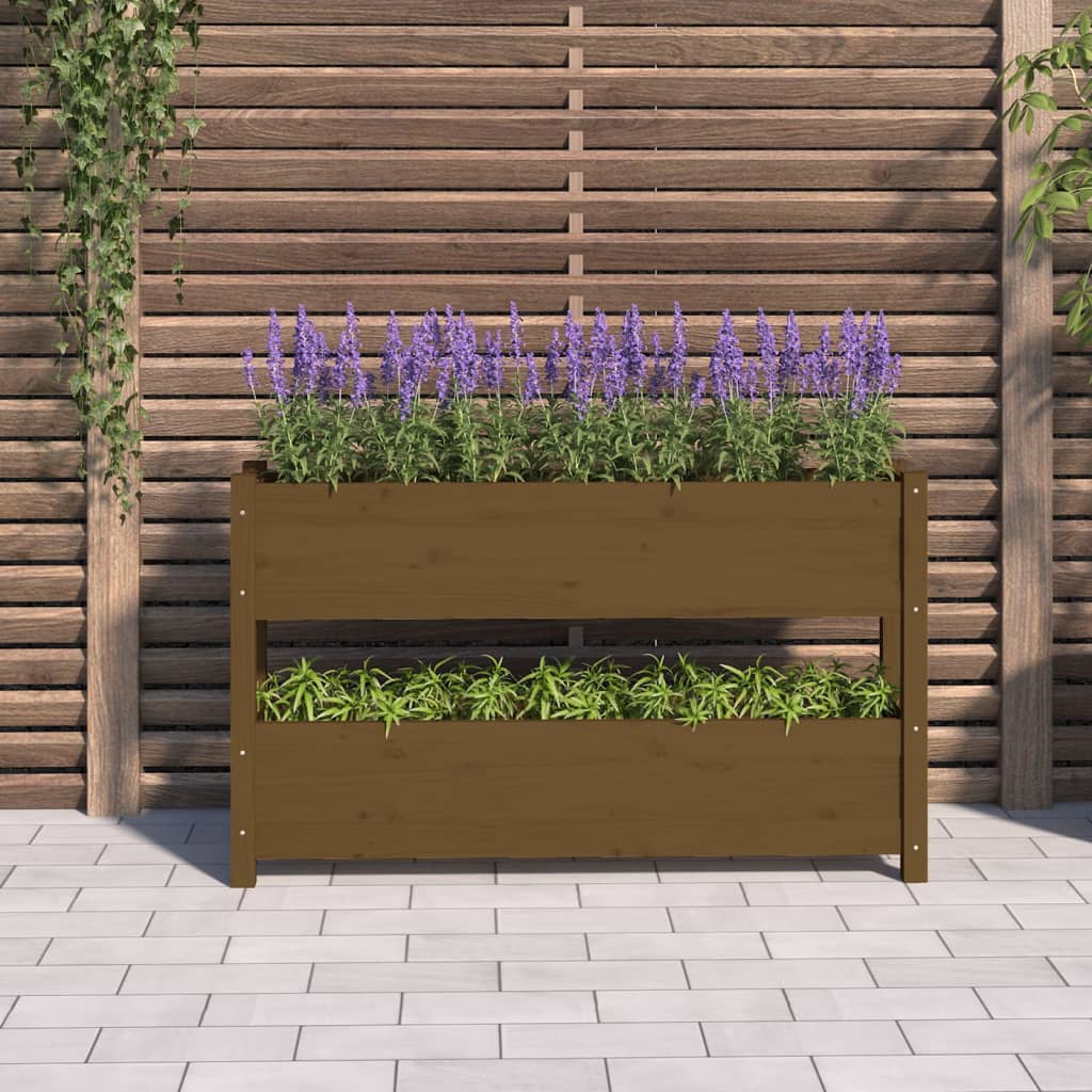 Fioriera Marrone Ambra 112x25x66 cm in Legno Massello di Pino | homemem39