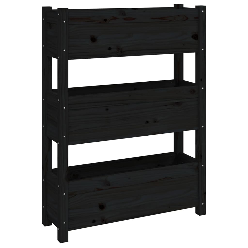 Fioriera Nera 77x25x104,5 cm in Legno Massello di Pino | homemem39