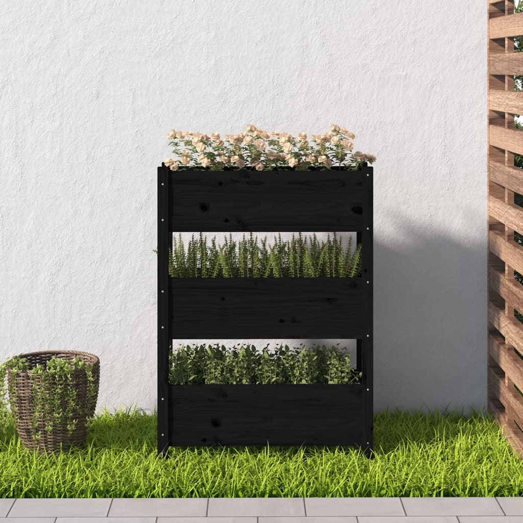 Fioriera Nera 77x25x104,5 cm in Legno Massello di Pino | homemem39