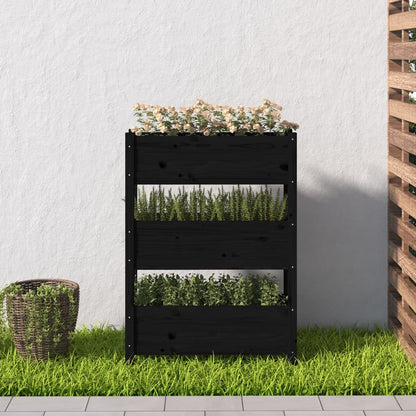 Fioriera Nera 77x25x104,5 cm in Legno Massello di Pino | homemem39