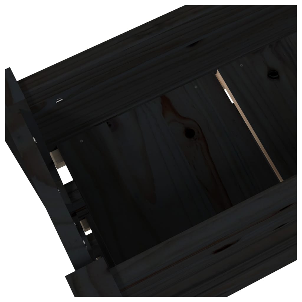Fioriera Nera 77x25x104,5 cm in Legno Massello di Pino | homemem39