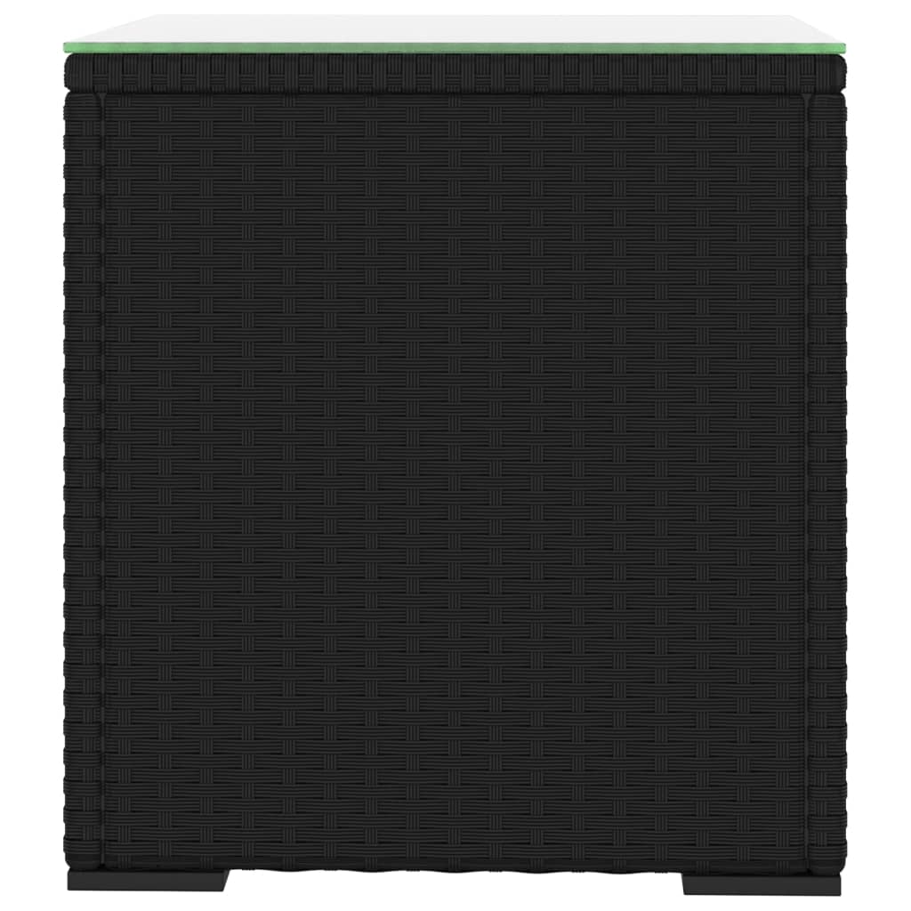 Tavolino Nero 40x37x40,5 cm Polyrattan e Vetro Temperato