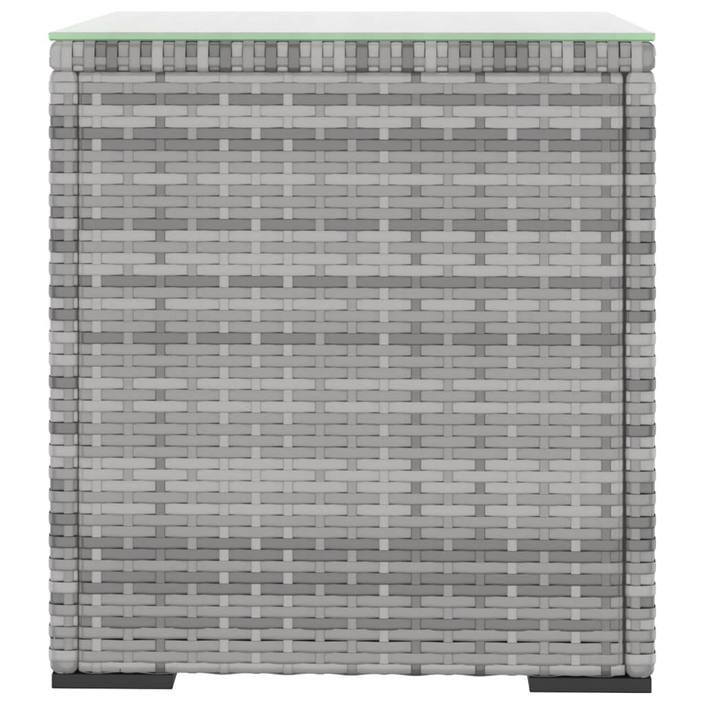 Tavolino Grigio 40x37x40,5 cm Polyrattan e Vetro Temperato - homemem39