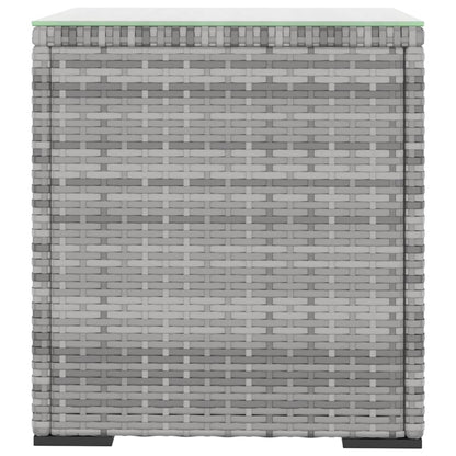 Tavolino Grigio 40x37x40,5 cm Polyrattan e Vetro Temperato - homemem39