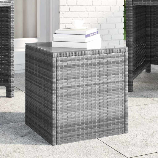 Tavolino Grigio 40x37x40,5 cm Polyrattan e Vetro Temperato | homemem39