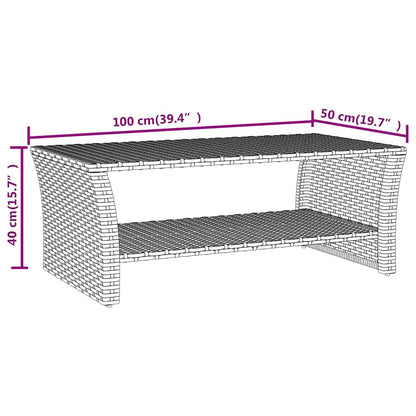 Tavolino Nero 100x50x40 cm in Polyrattan | homemem39