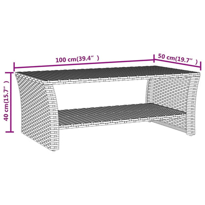 Tavolino Grigio 100x50x40 cm in Polyrattan | homemem39