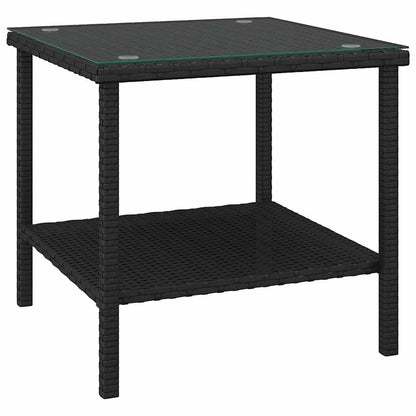 Tavolino Nero 45x45x45 cm Polyrattan e Vetro Temperato | homemem39