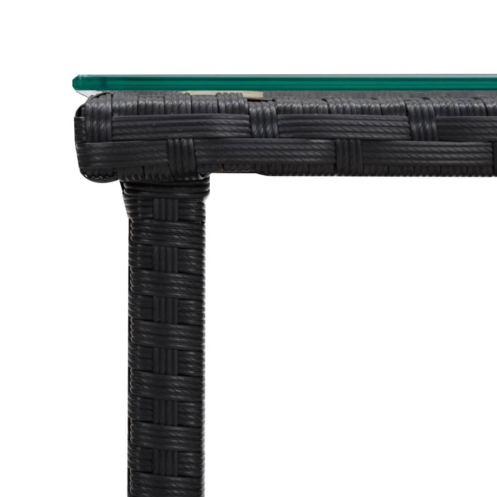 Tavolino Nero 45x45x45 cm Polyrattan e Vetro Temperato - homemem39