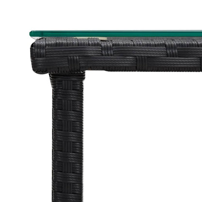 Tavolino Nero 45x45x45 cm Polyrattan e Vetro Temperato - homemem39