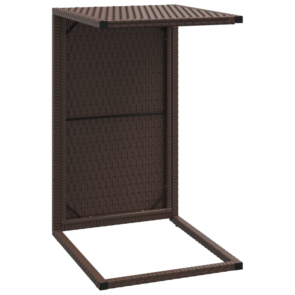 Tavolino a C Marrone 40x35x60 cm in Polyrattan - homemem39