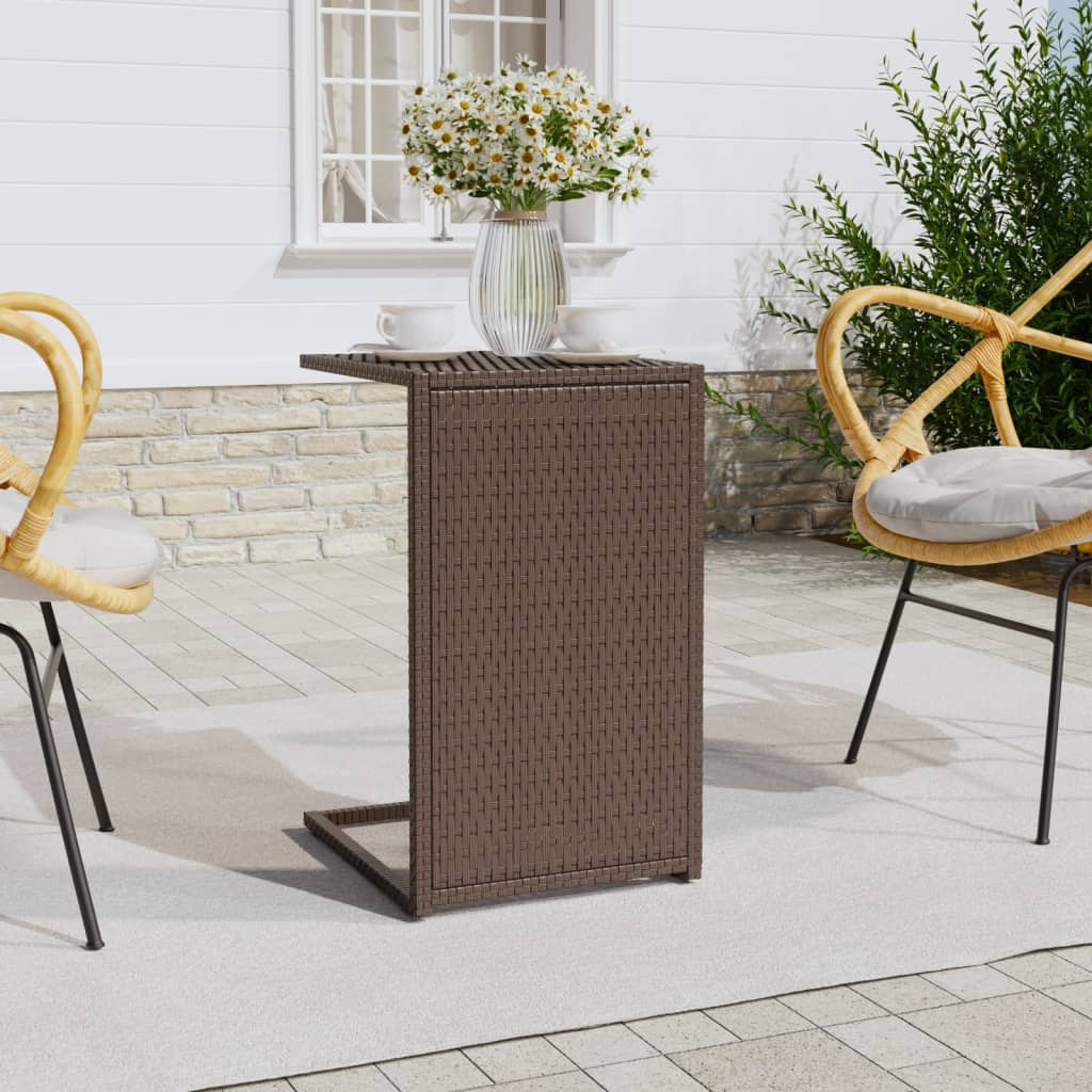 Tavolino a C Marrone 40x35x60 cm in Polyrattan - homemem39