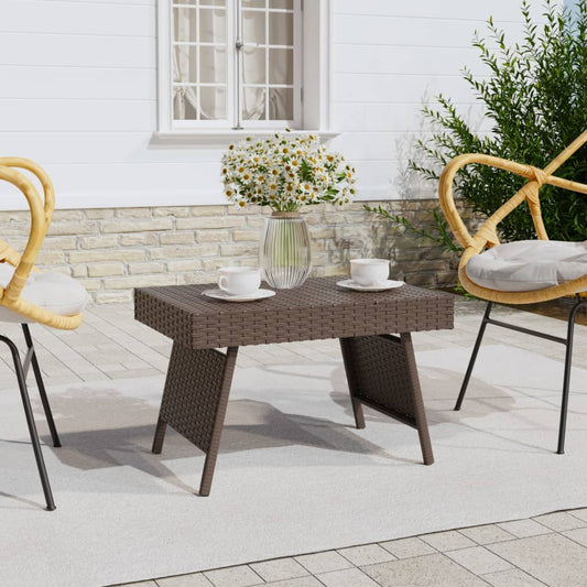 Tavolino Pieghevole Marrone 60x40x38 cm in Polyrattan - homemem39