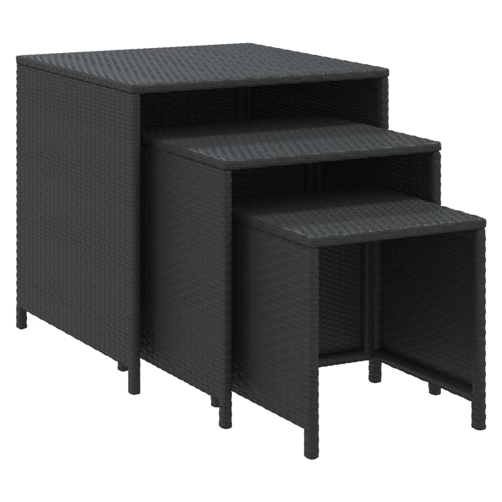 Tavolini Impilabili 3 pz Neri in Polyrattan | homemem39