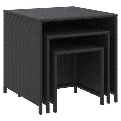 Tavolini Impilabili 3 pz Neri in Polyrattan | homemem39