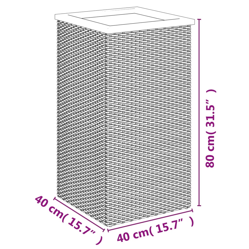 Fioriera Nera 40x40x80 cm in Polyrattan | homemem39