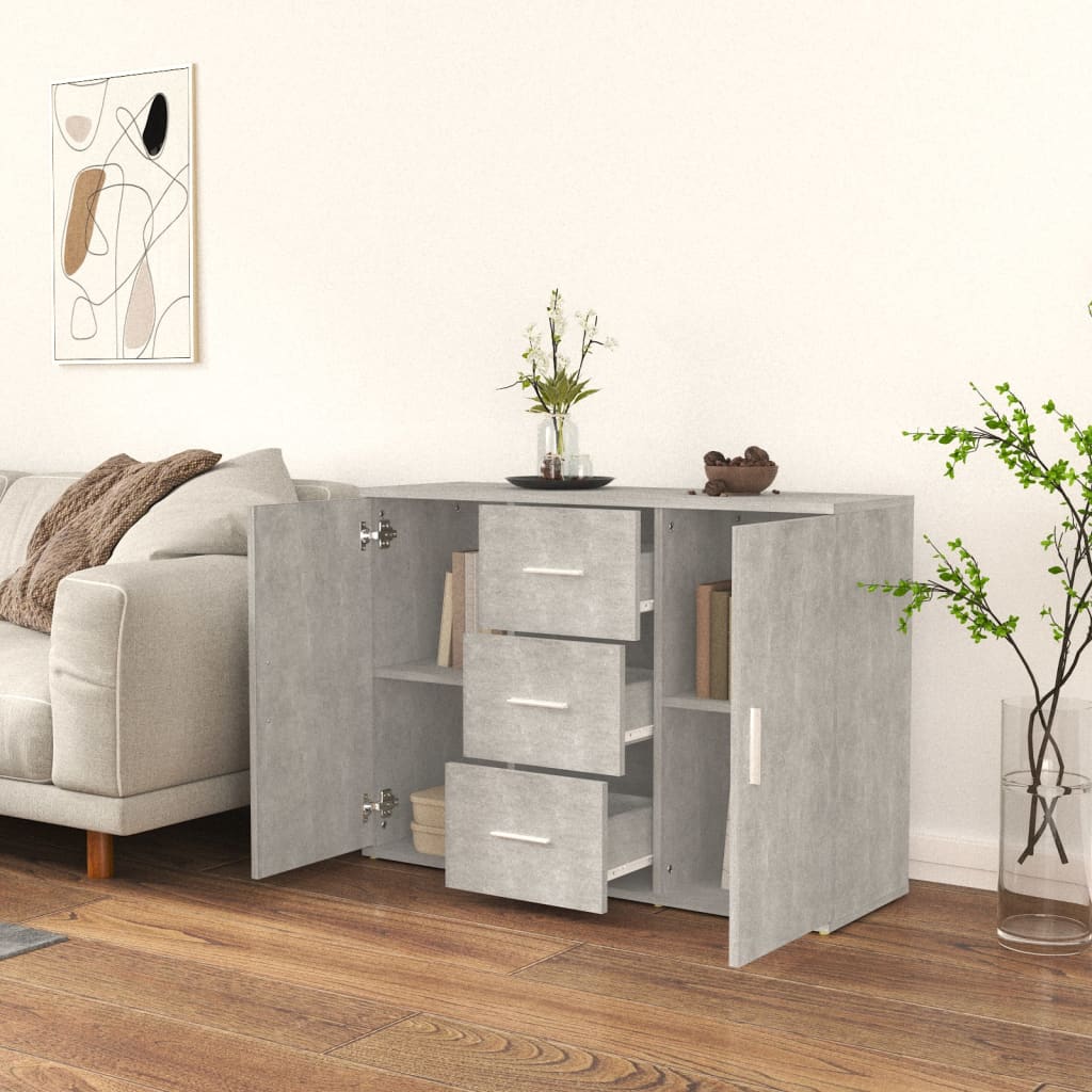 Credenza Grigio Cemento 91x29,5x65 cm in Legno Multistrato - homemem39