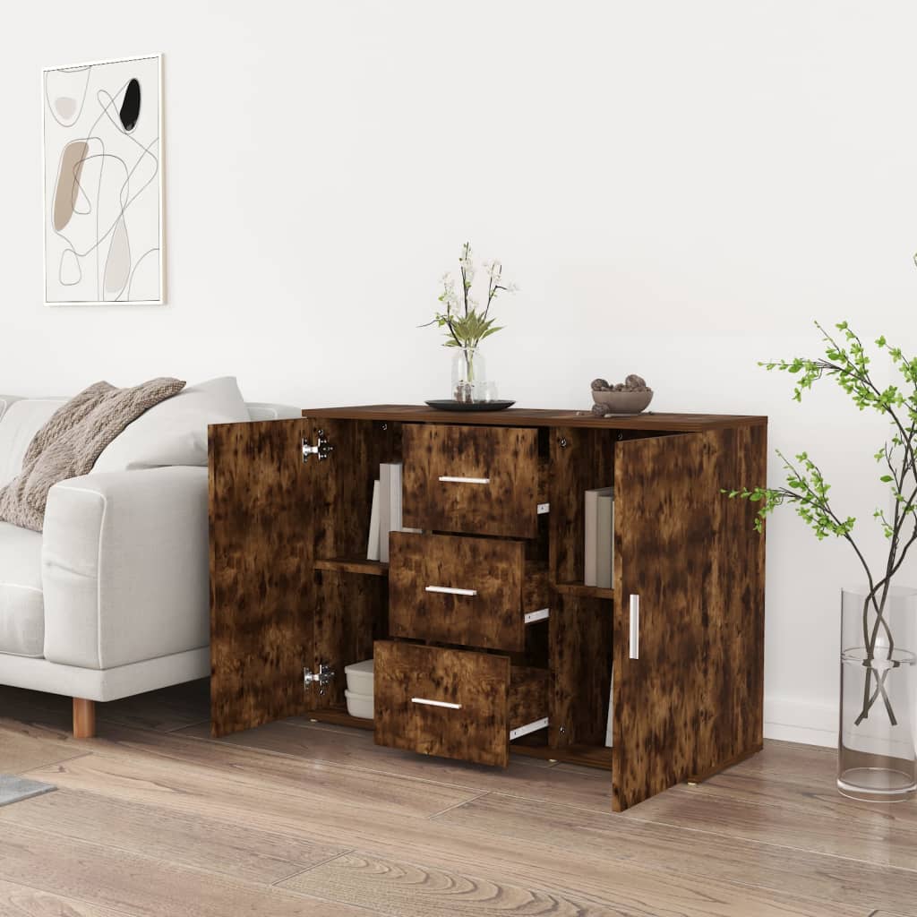 Credenza Rovere Fumo 91x29,5x65 cm in Legno Multistrato | homemem39