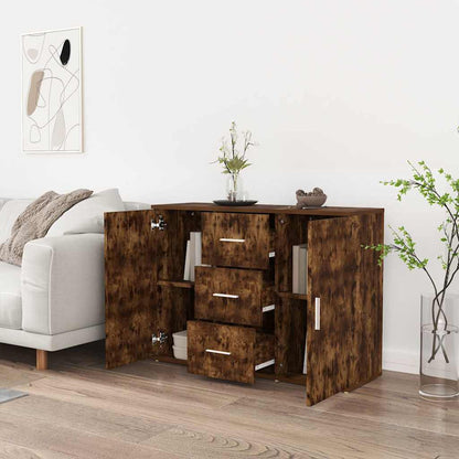 Credenza Rovere Fumo 91x29,5x65 cm in Legno Multistrato