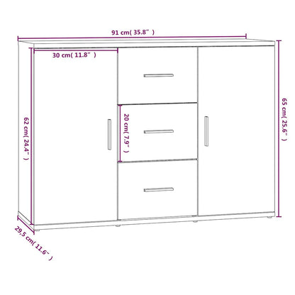 Credenza Rovere Fumo 91x29,5x65 cm in Legno Multistrato