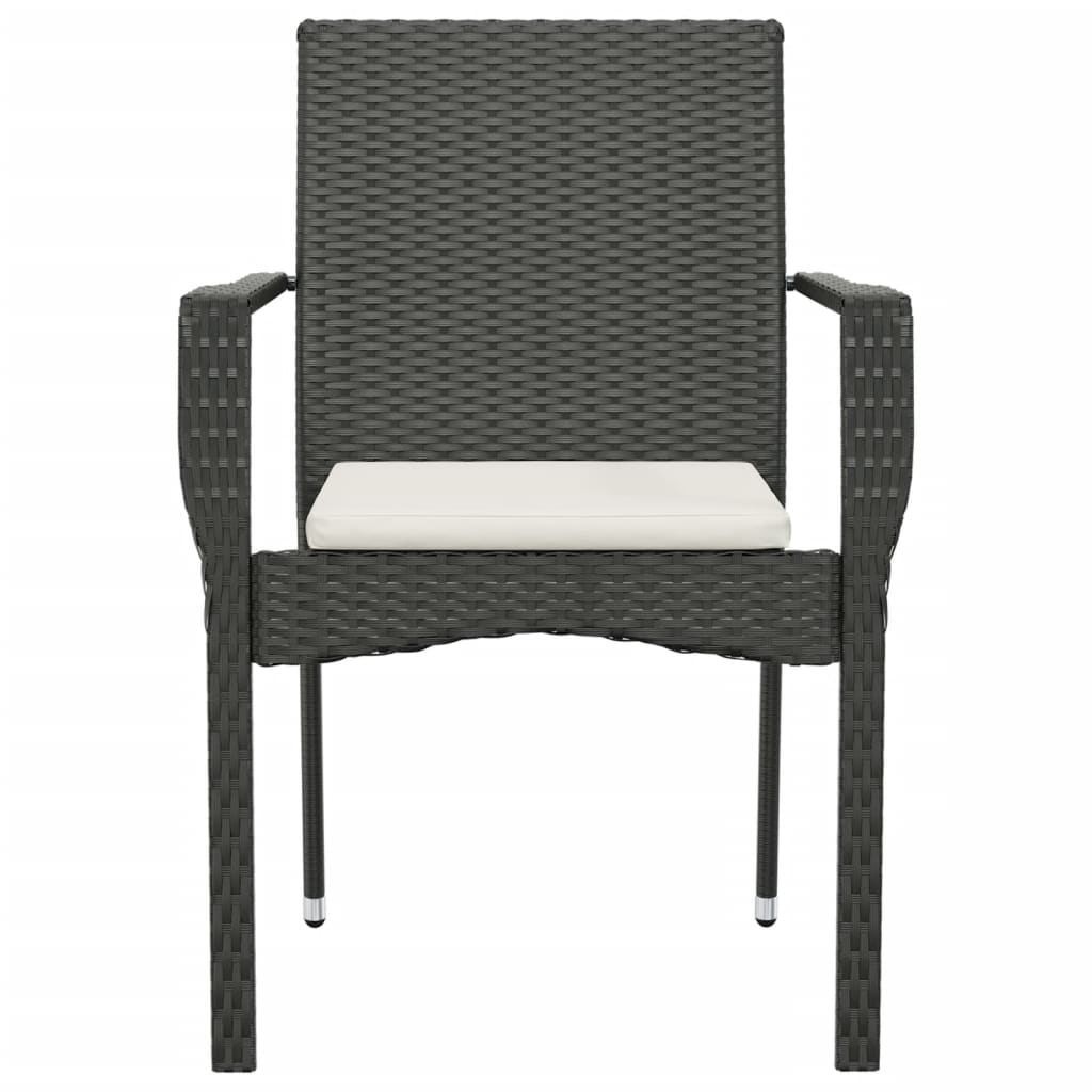 Sedie da Giardino con Cuscini 2 pz in Polyrattan Nere - homemem39