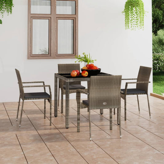 Garden Chairs with Cushions 4 pcs in Gray Polyrattan