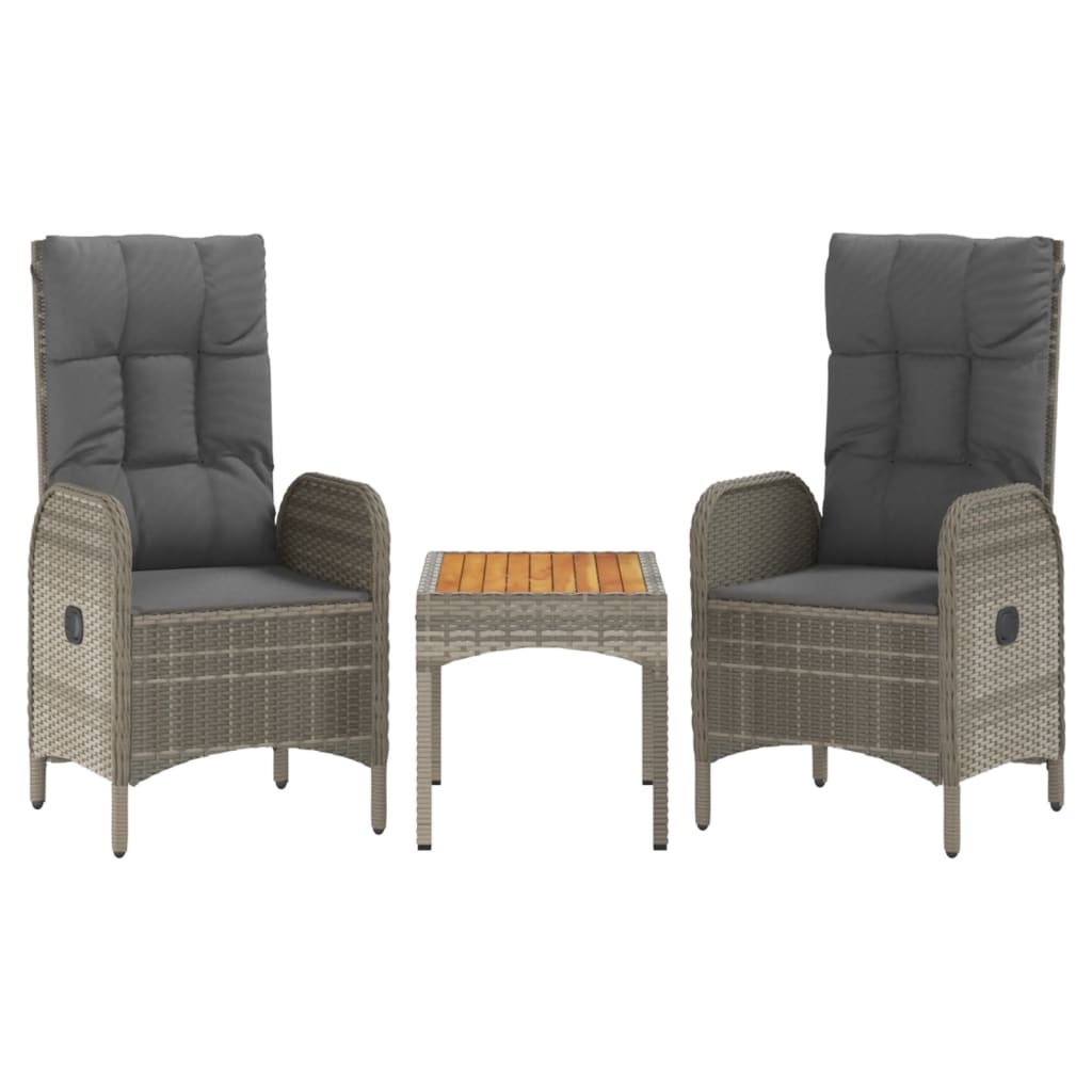 Set Divani da Giardino 3 pz con Cuscini in Polyrattan