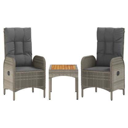 Set Divani da Giardino 3 pz con Cuscini in Polyrattan