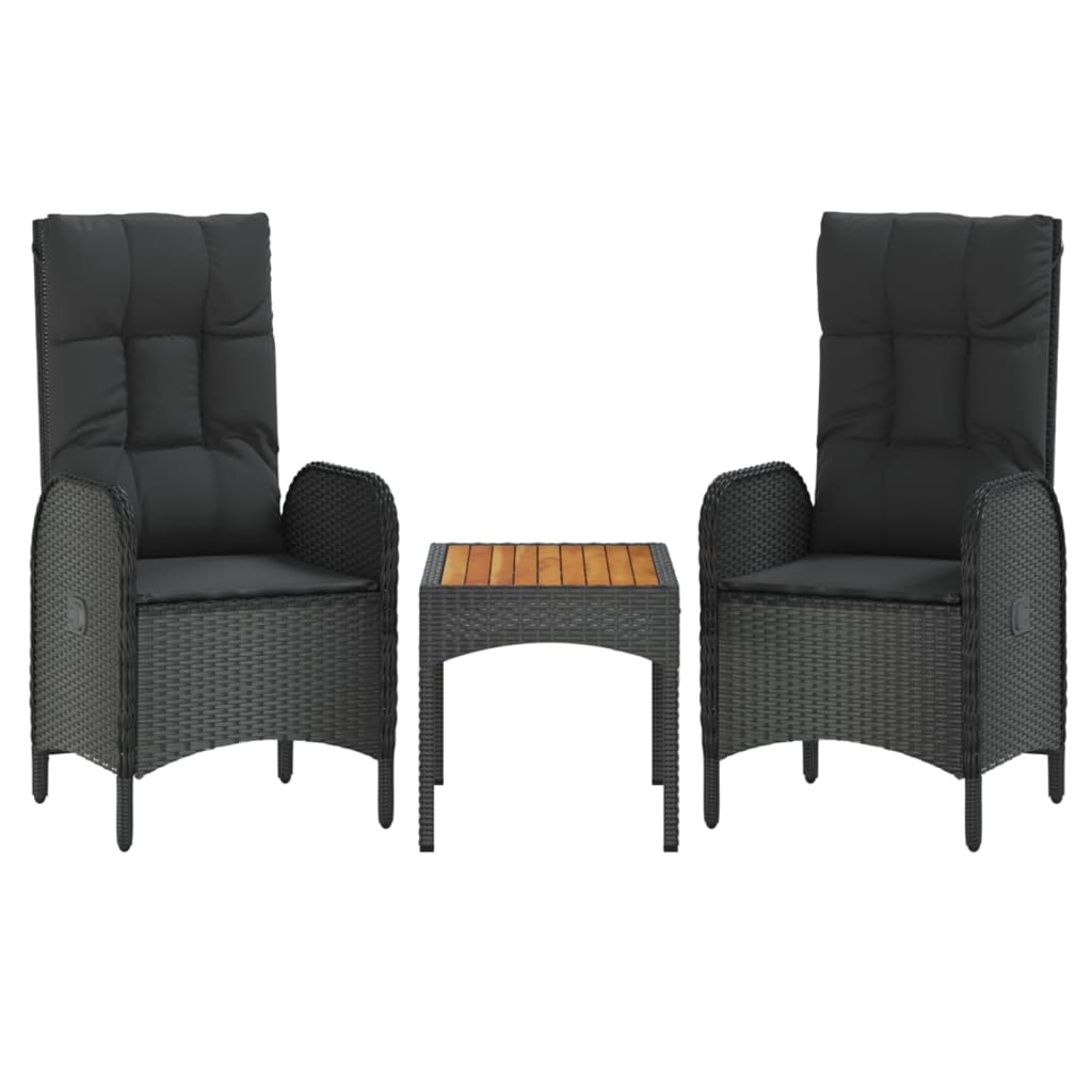 Set Divani da Giardino 3 pz con Cuscini in Polyrattan