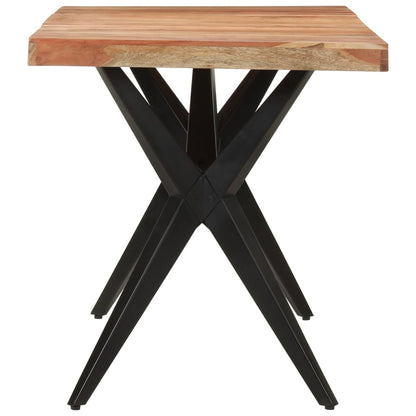 Tavolo da Pranzo Nero 140x70x76 cm in Legno Massello di Acacia | homemem39